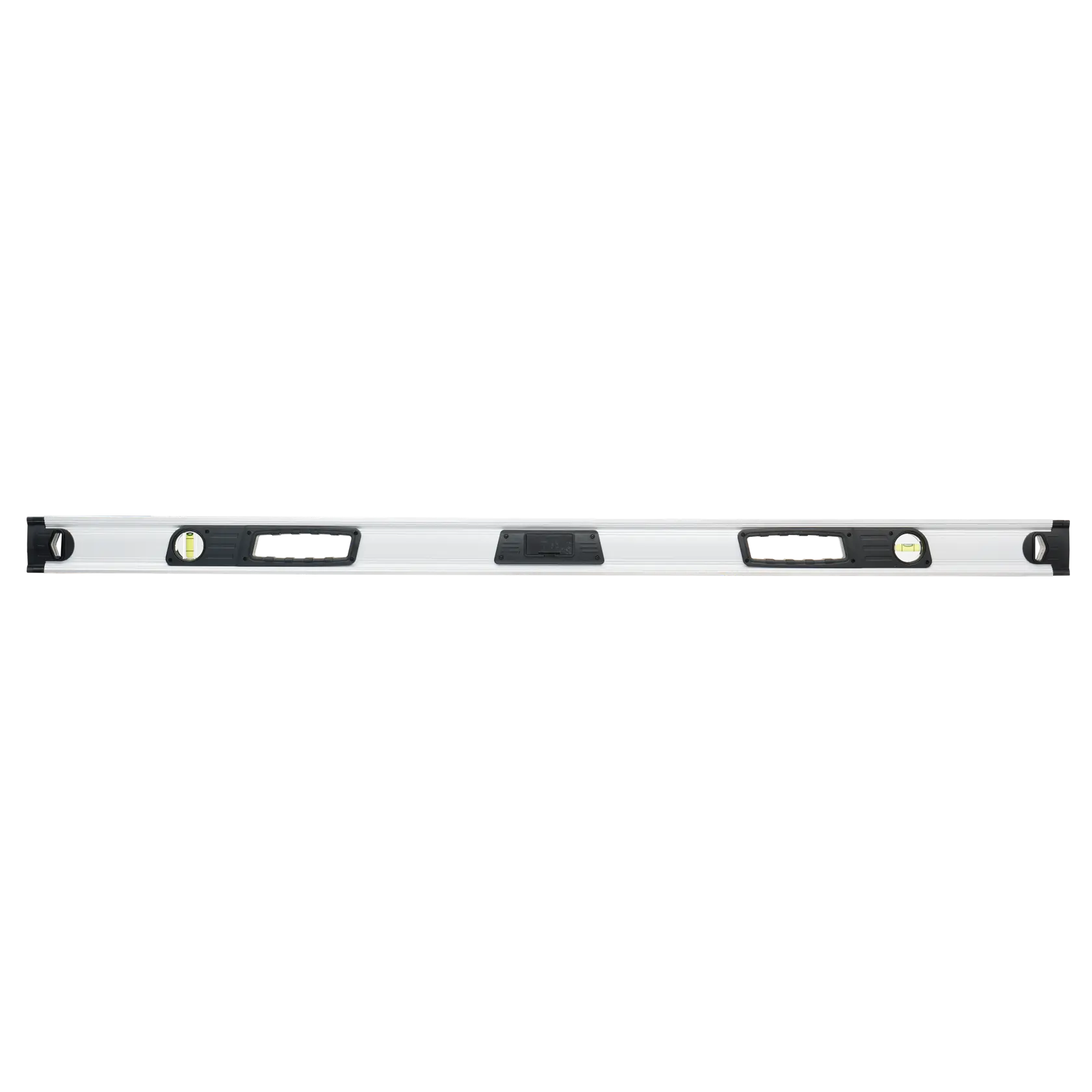 STANLEY 0-42-086 spirit level, aluminum body with two hand grips, front angle photo.