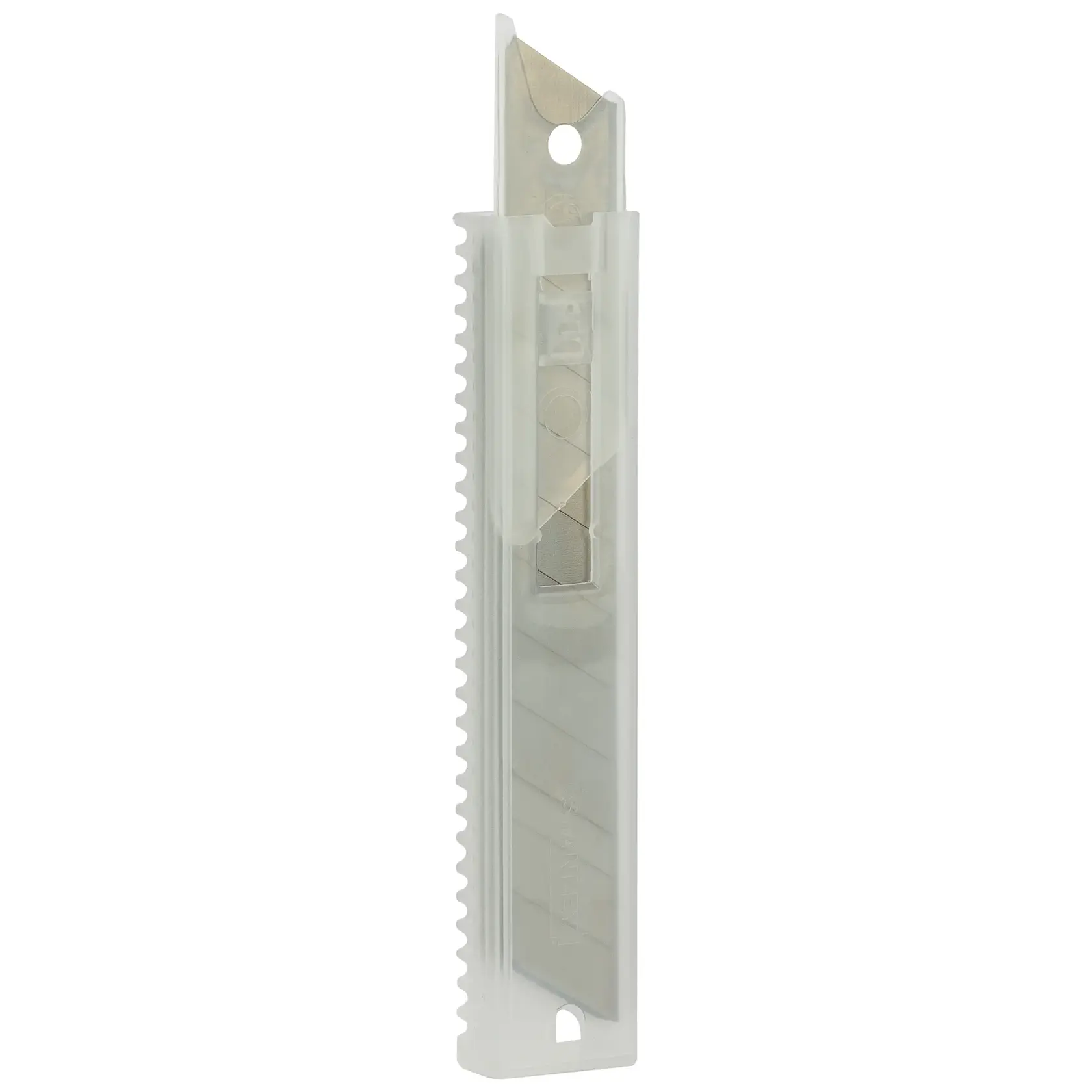STANLEY 11-301H utility knife replacement blades in clear plastic case, product front angle.