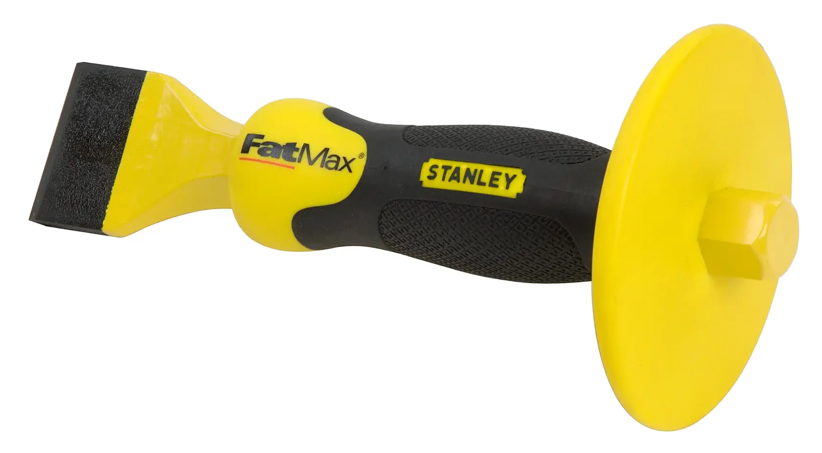 STANLEY 4-18-333 hand chisel with yellow and black handle, side view on white background.