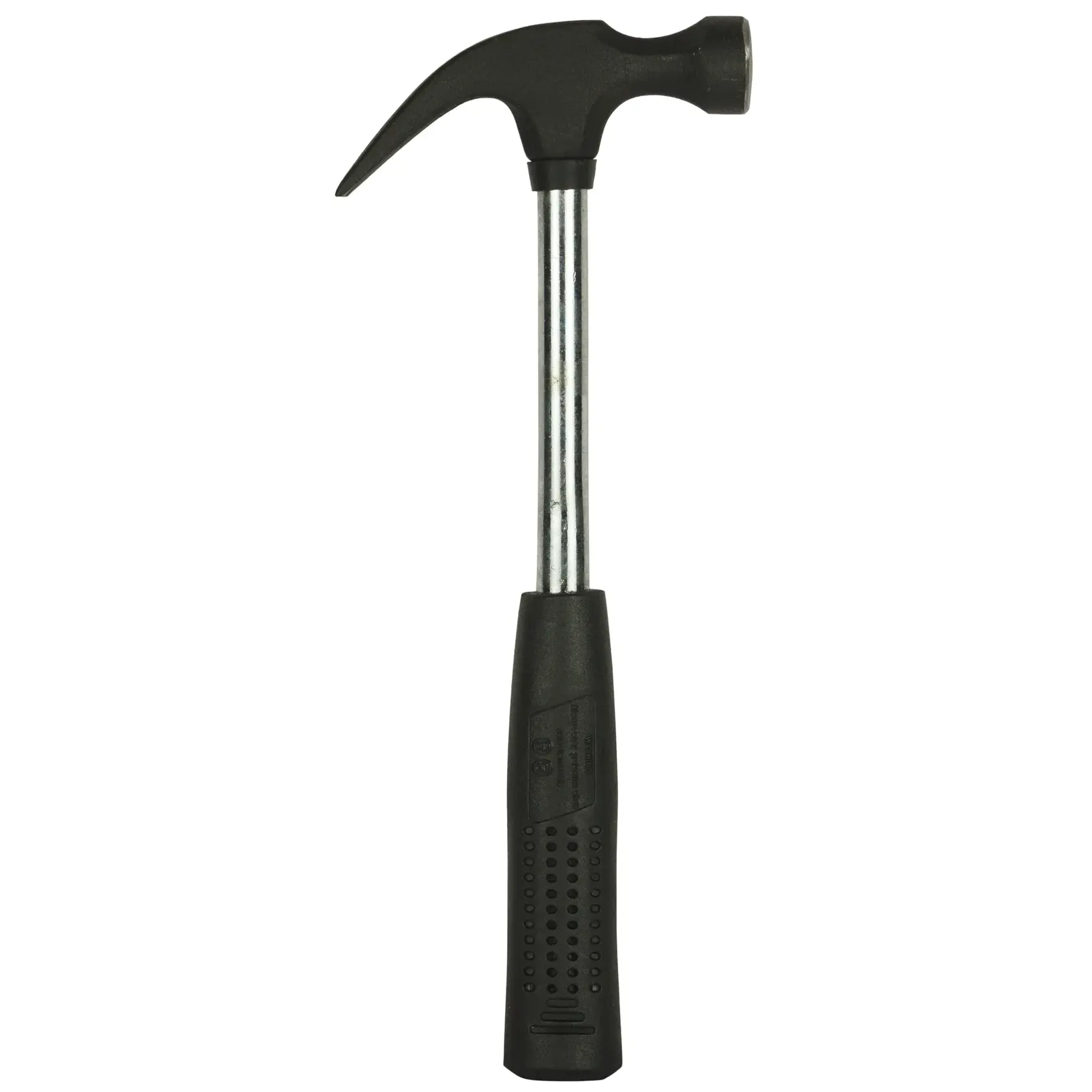 STANLEY 51-152 claw hammer with black handle and metal shaft, product photography, front angle.