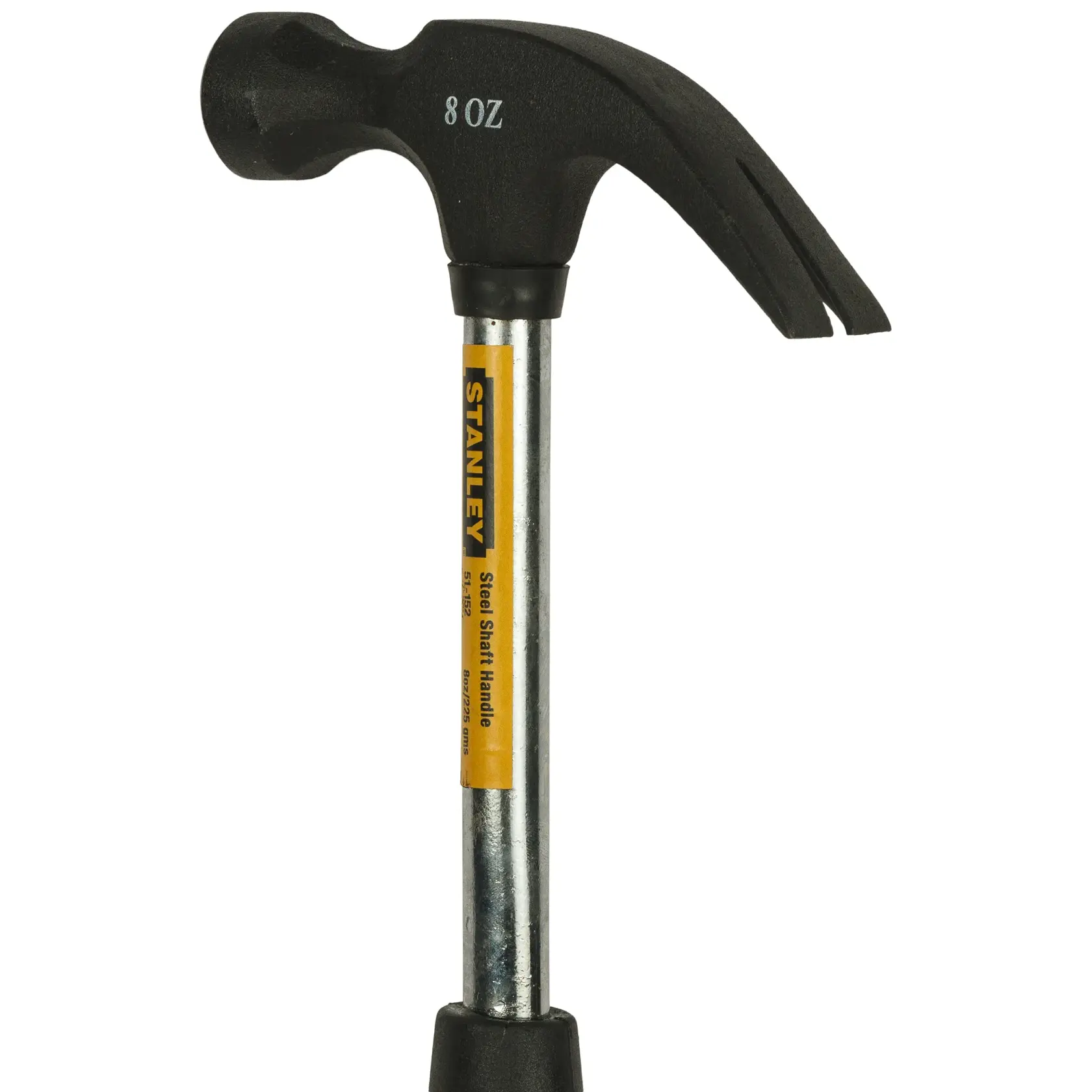 STANLEY 51-152 claw hammer with black head and steel shaft, product photo on white background.