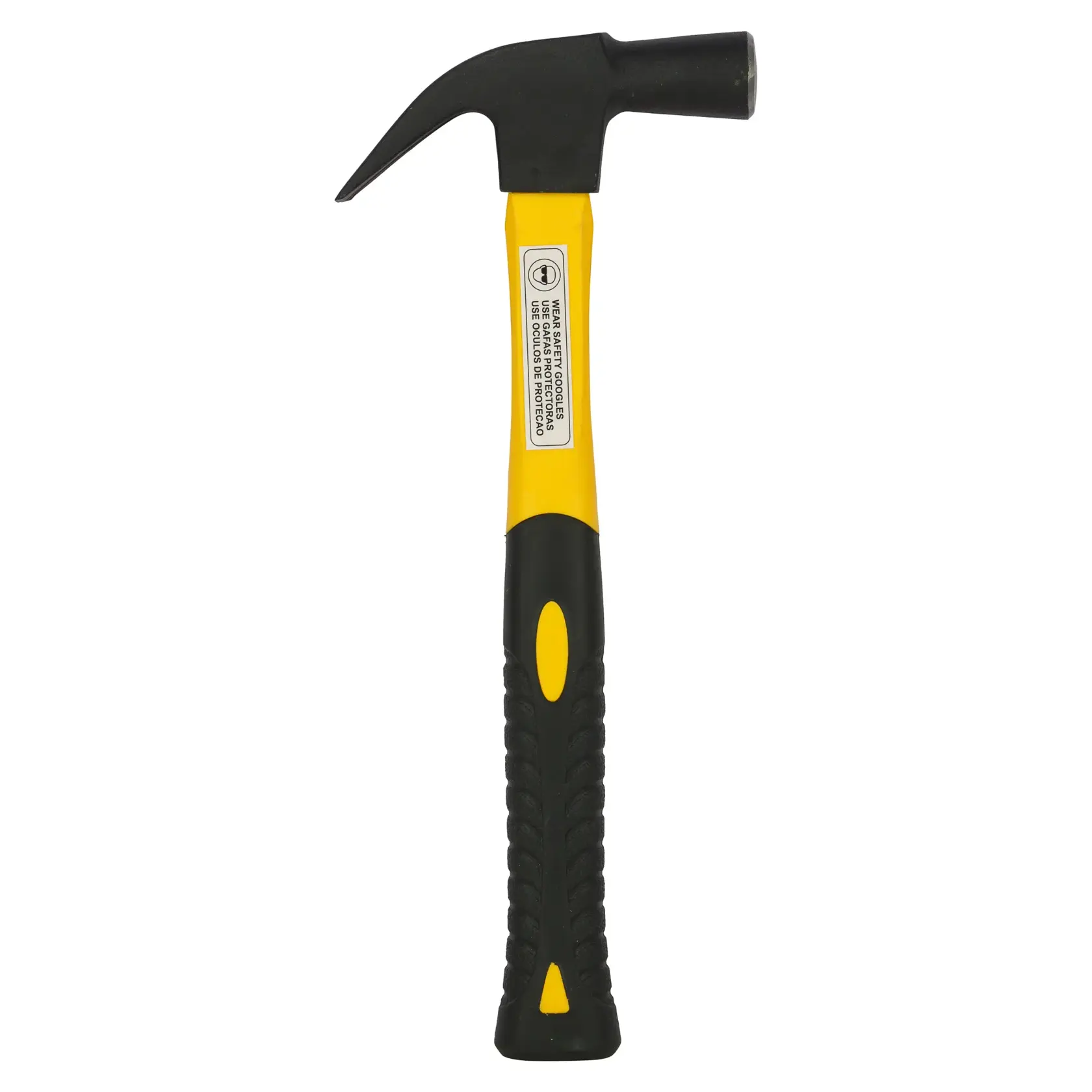 Stanley claw hammer with yellow and black handle, suitable for construction or carpentry tasks.