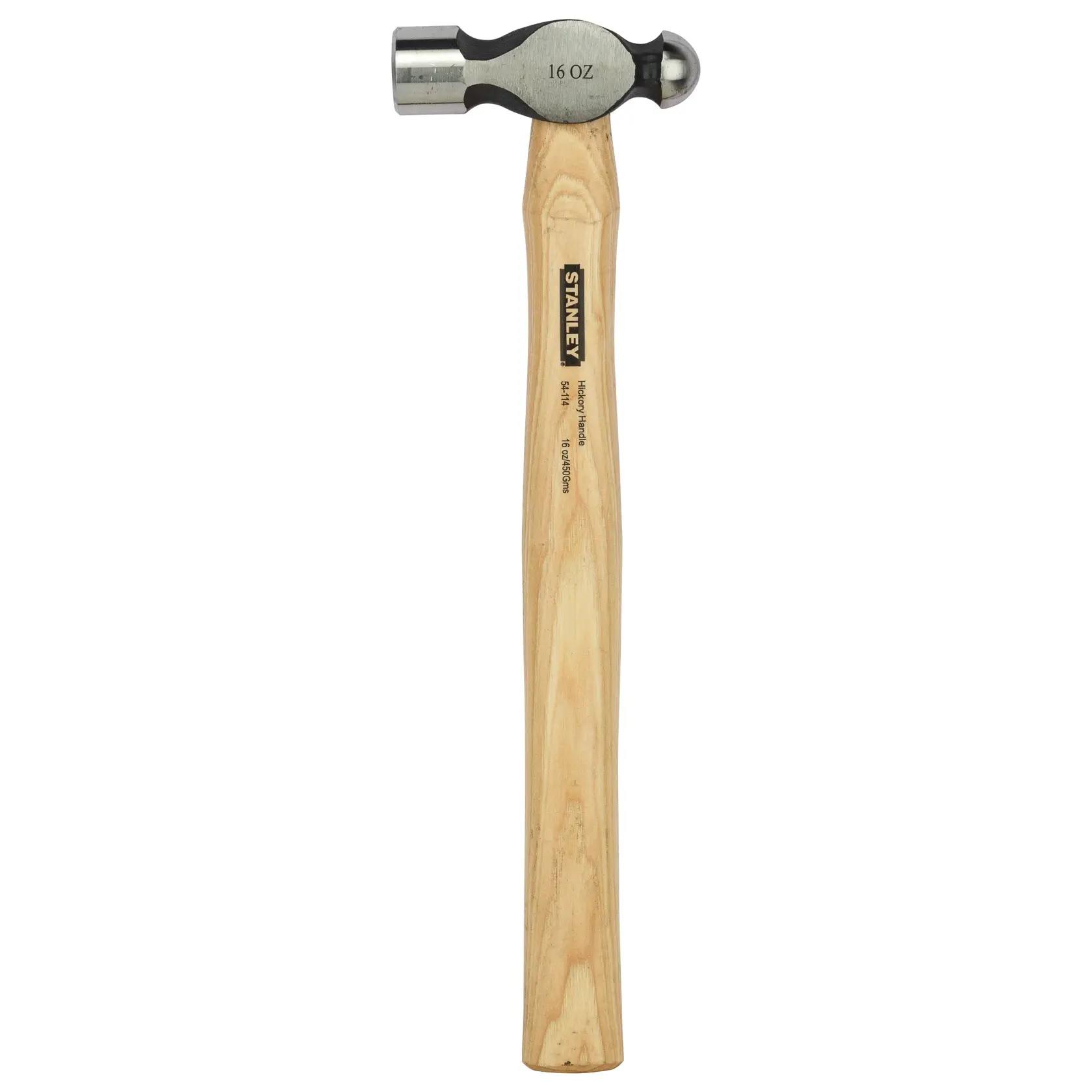 Stanley ball peen hammer with wooden handle, 16 oz, tool used in metalworking and general construction.