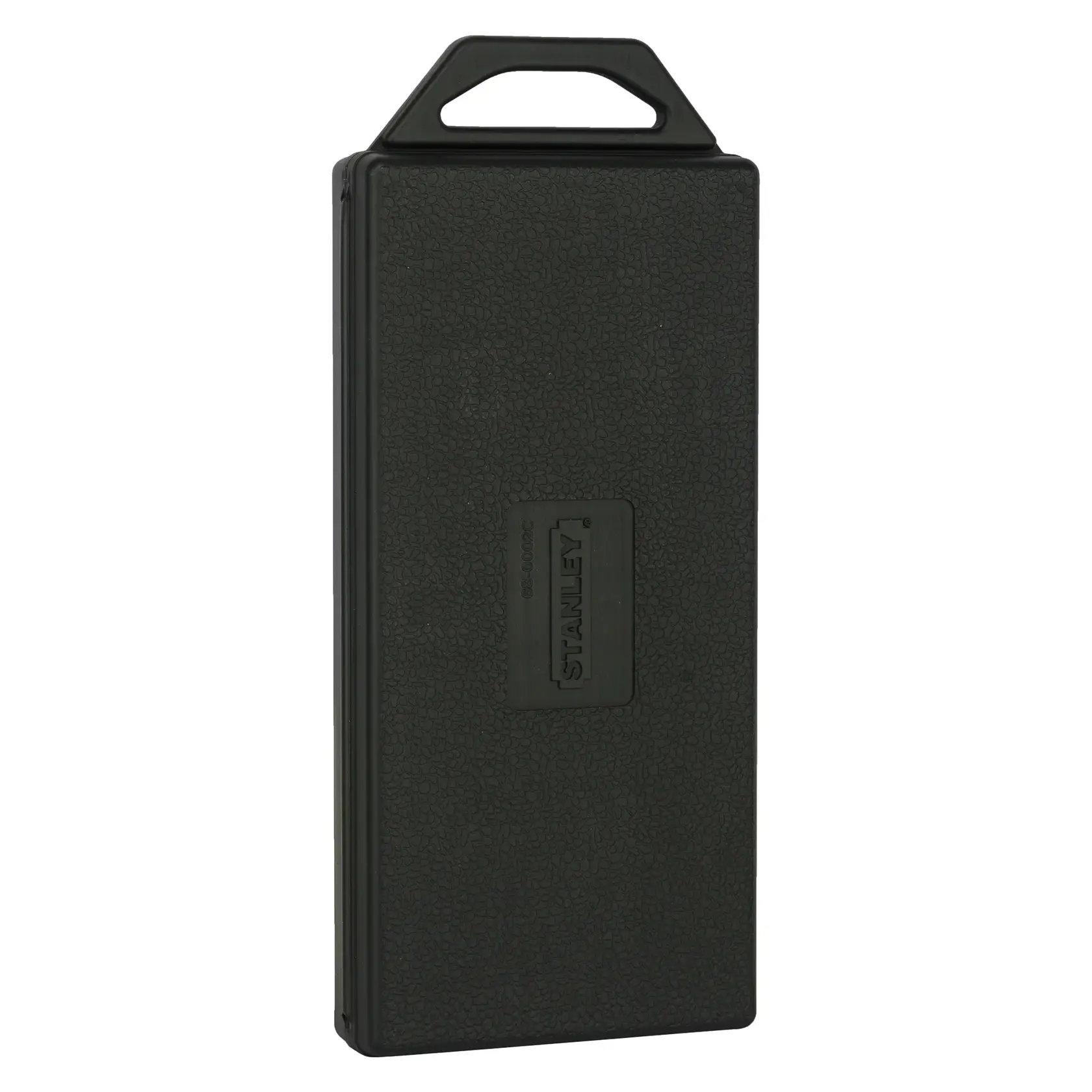 Black rectangular STANLEY hard case with textured surface and handle, designed for photography accessories storage.