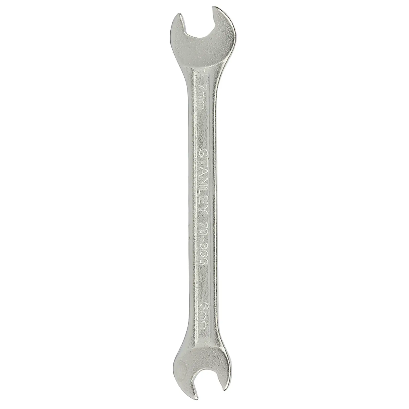STANLEY 70-366E combination open-end wrench, silver finish, product photography, top view