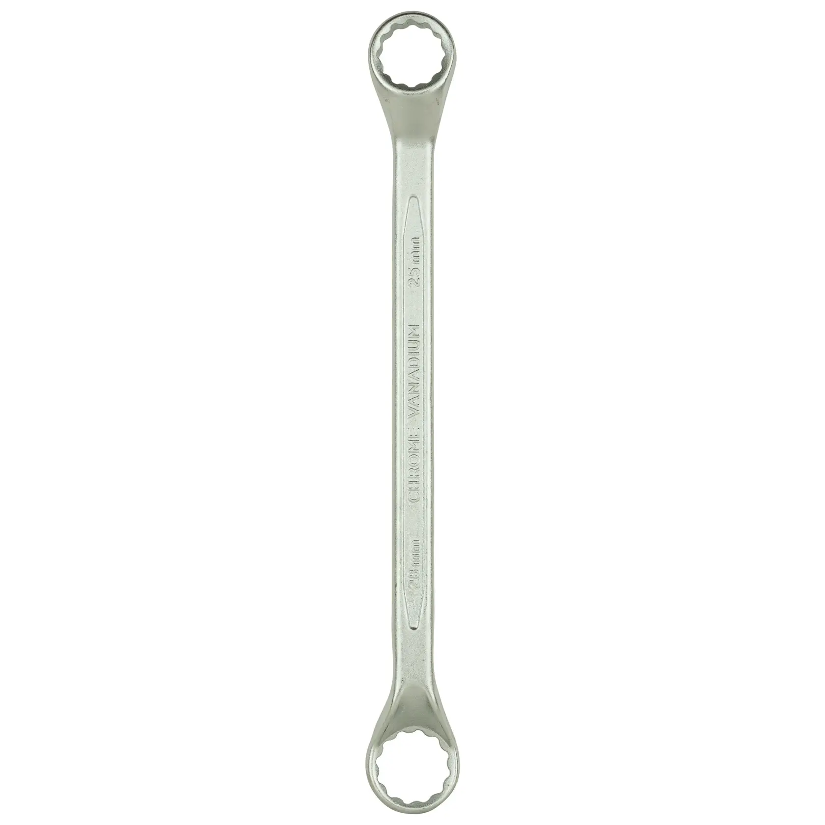 Double-ended box wrench with 12-point heads, suitable for tightening or loosening bolts or nuts.