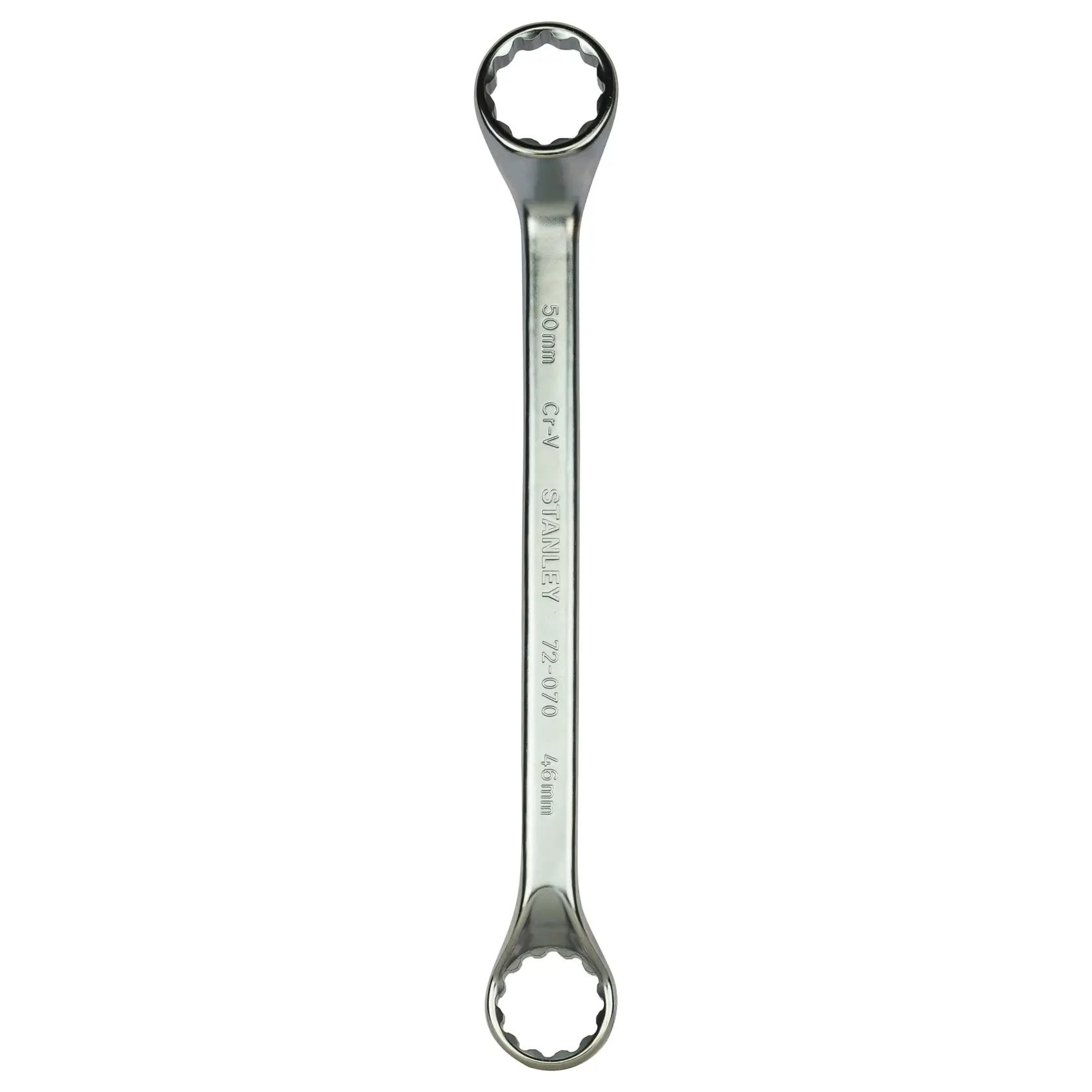 Stanley box-end wrench with two sizes, metal finish, model 72-070, for tightening and loosening bolts.