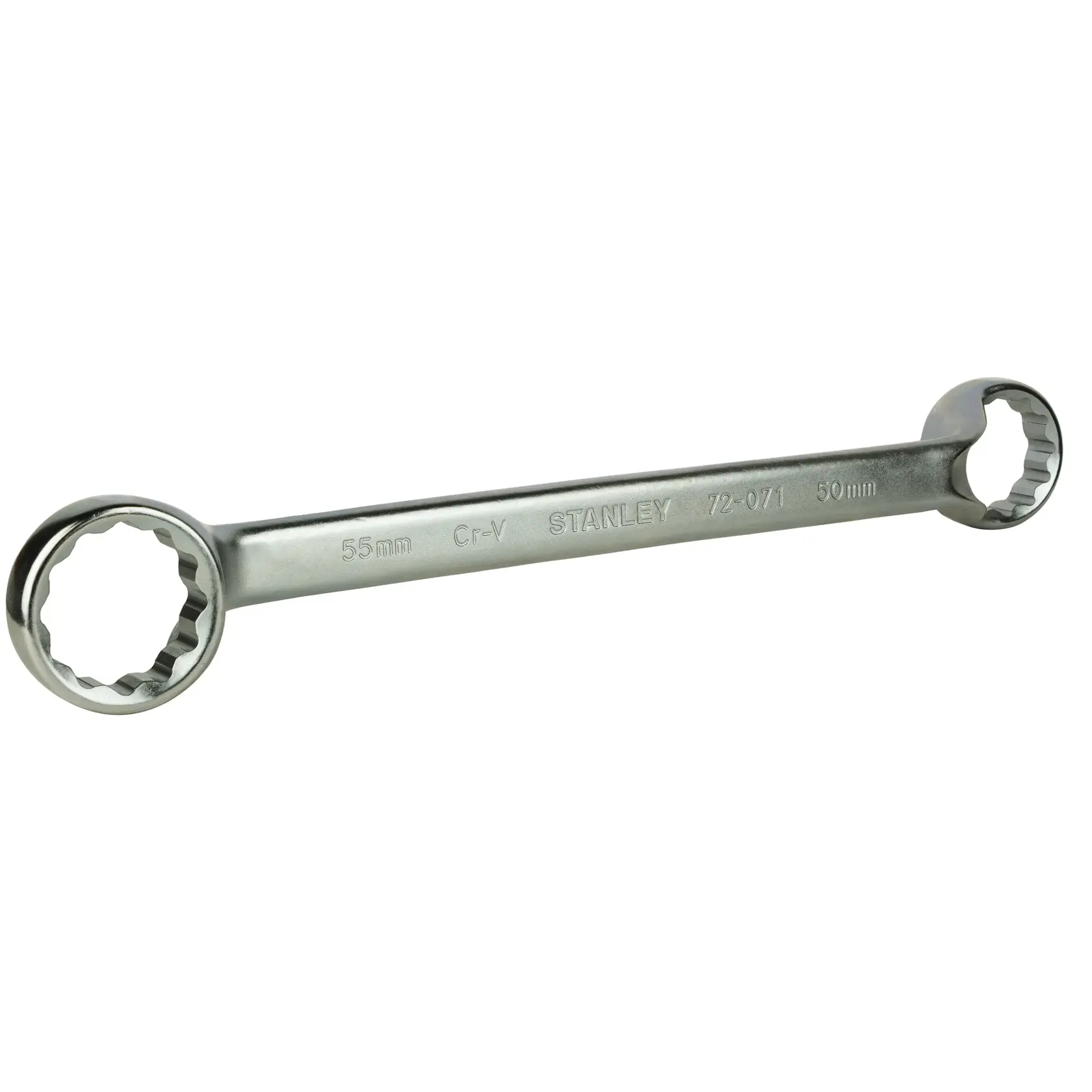 Stanley double box-end wrench, 55mm and 50mm, metal, model 72-071, for mechanical work.
