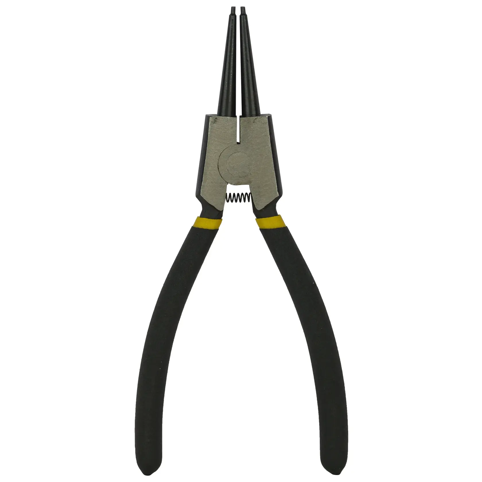 Stanley internal circlip pliers with black handles and round tips, used for photography and maintenance tasks.