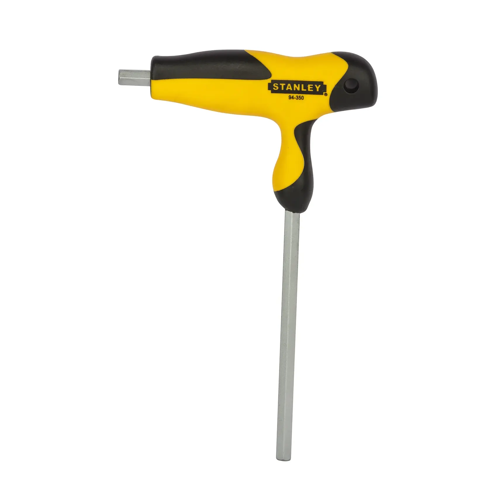 STANLEY 94-350 hex key with black and yellow T-handle, front view on white background.