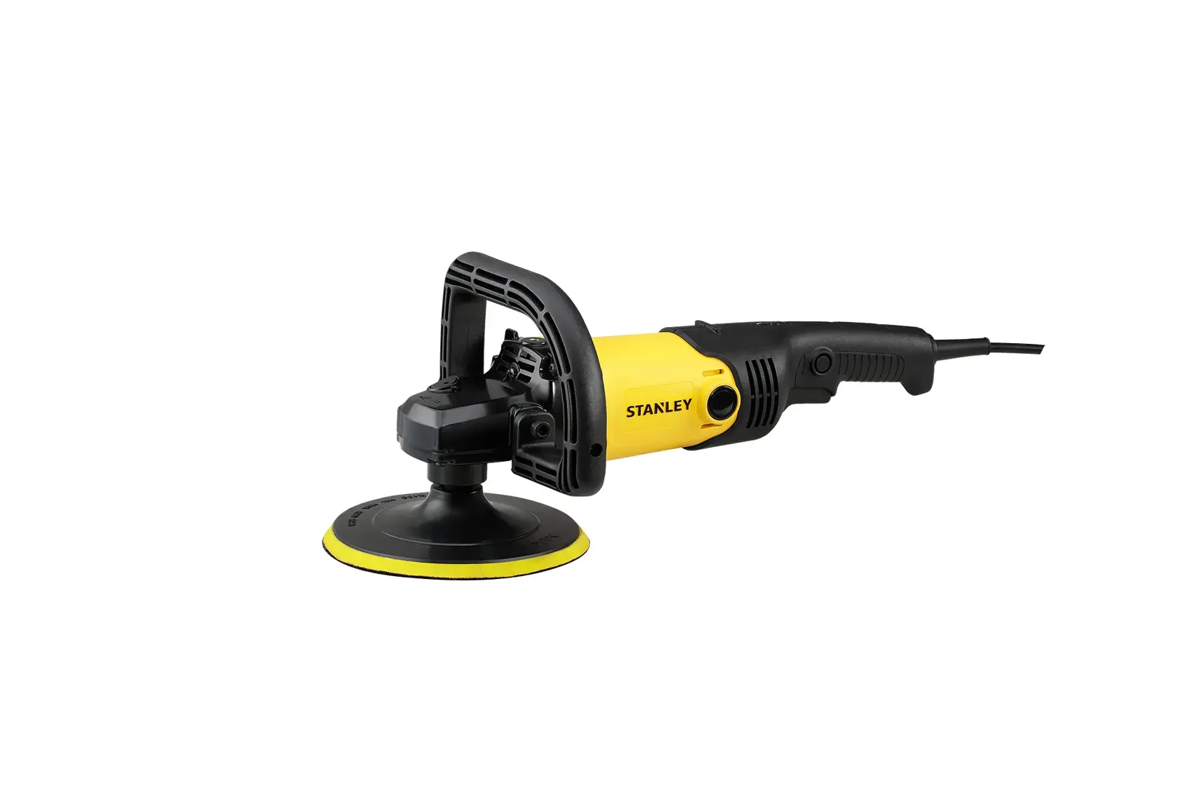 STANLEY SP137 yellow and black electric polisher side view on white background.
