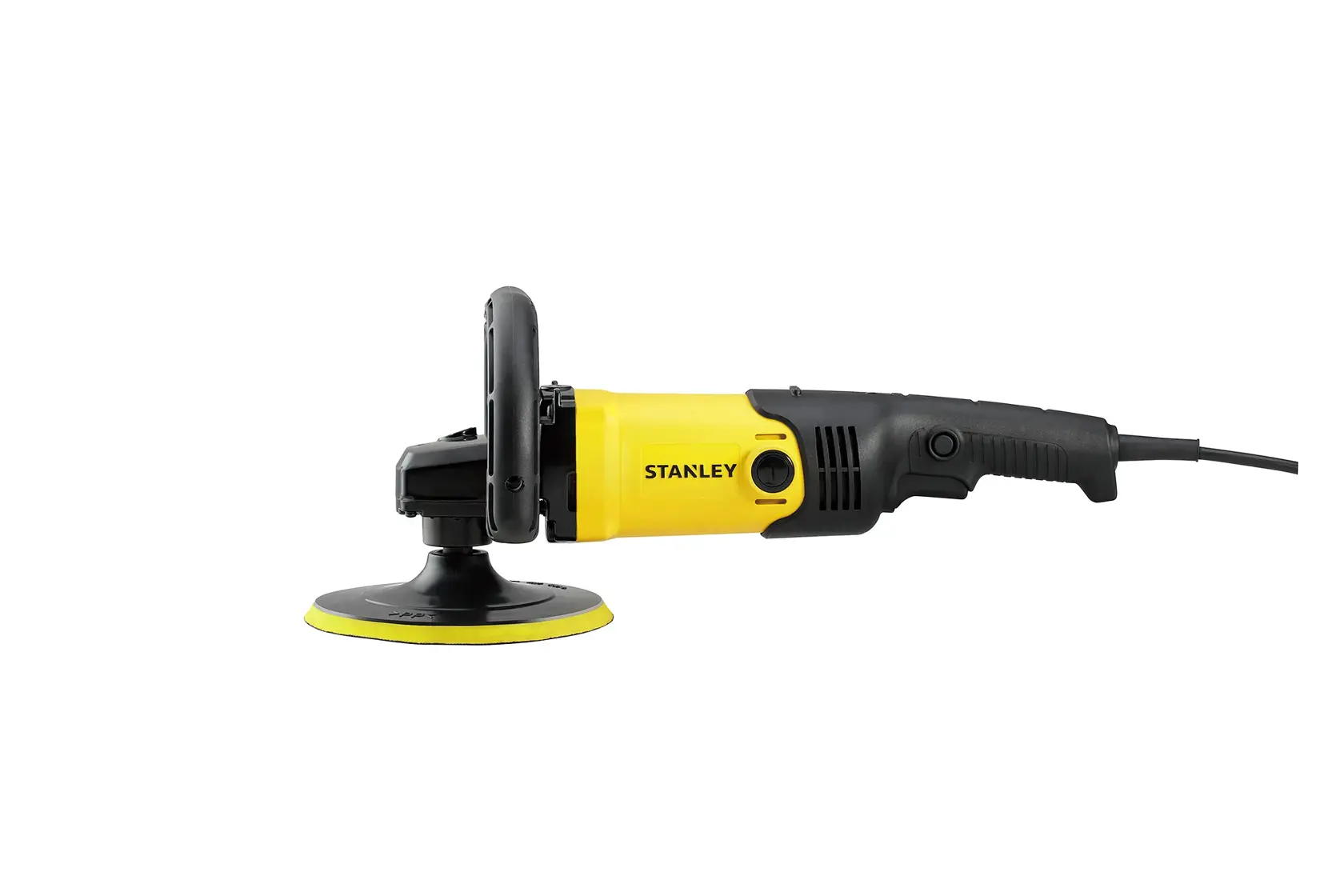STANLEY SP137 photography of yellow and black corded polisher side view on white background.