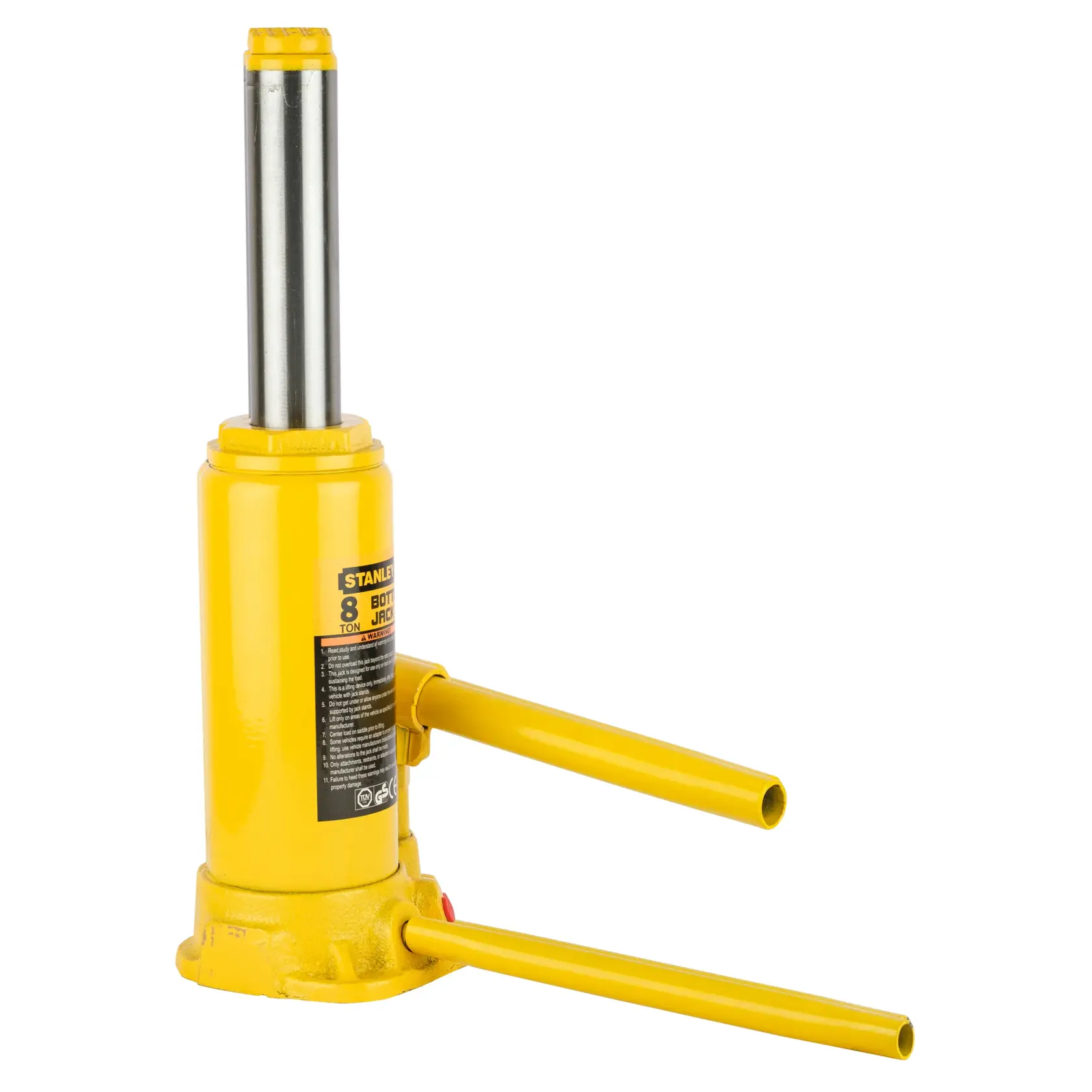 STANLEY ST90801CE yellow bottle jack, photography of front side on white background