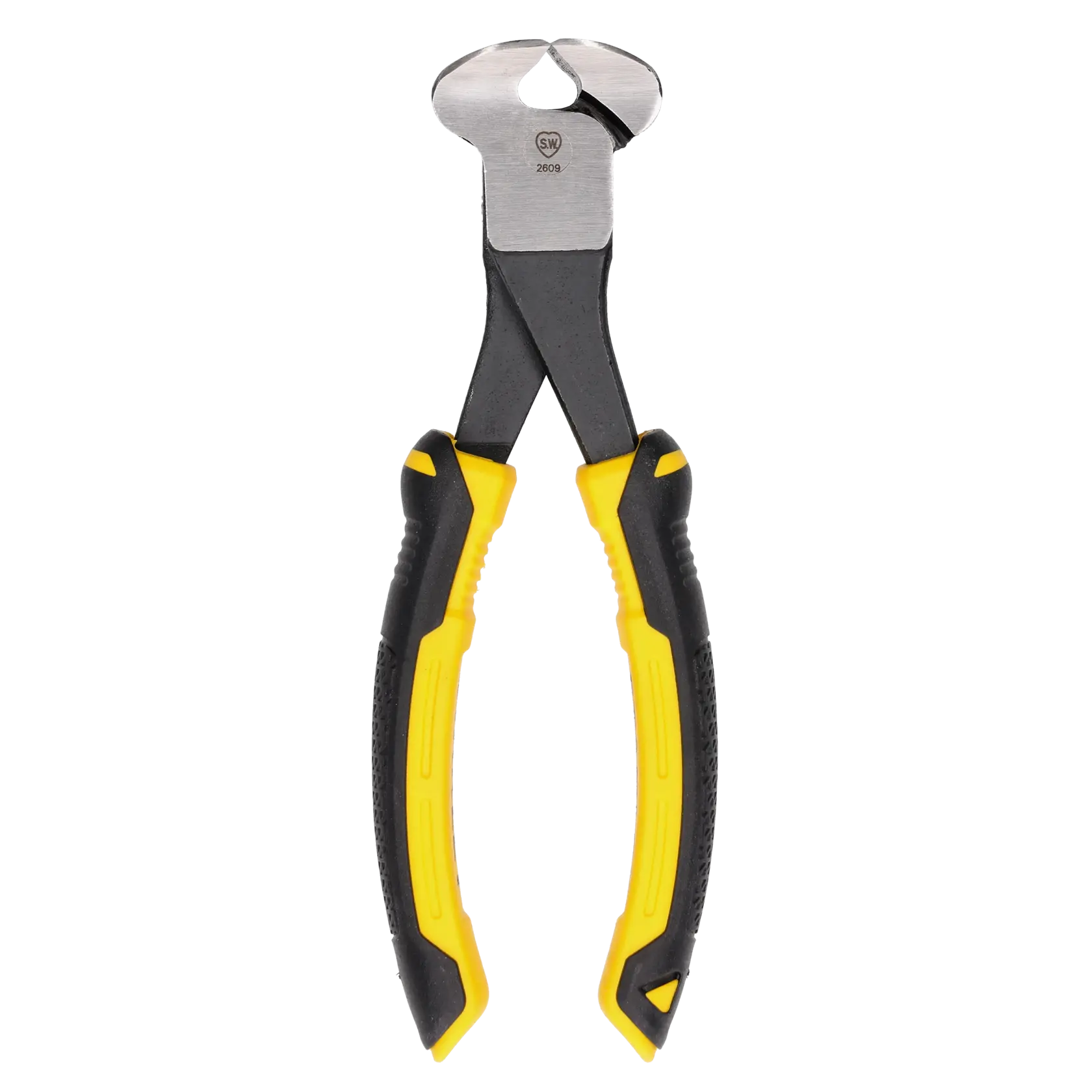 Stanley end cutting pliers with black and yellow ergonomic handles, tool for cutting wires and nails.