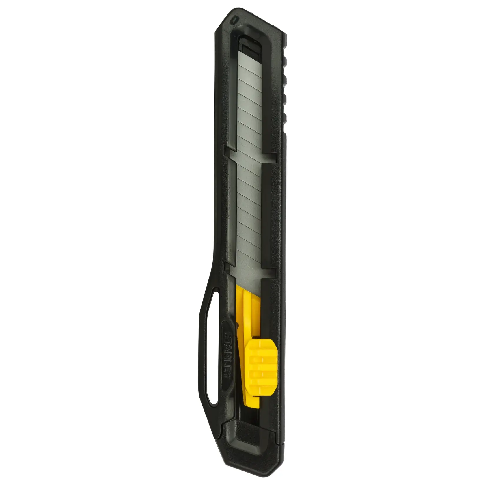 STANLEY STHT10323-800 utility knife, black and yellow, straight angle, product photography