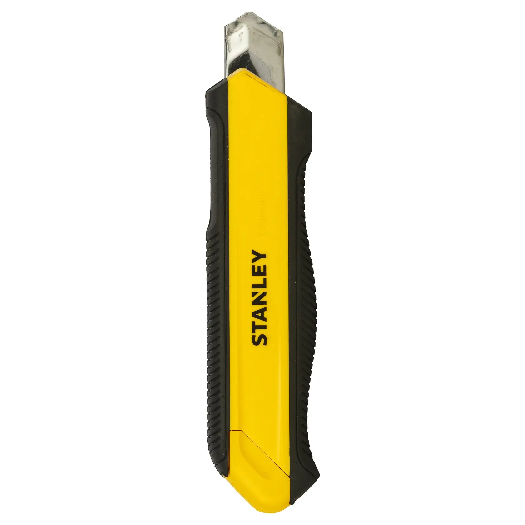 Yellow and black Stanley utility knife with retractable blade, suitable for cutting materials in photography projects.