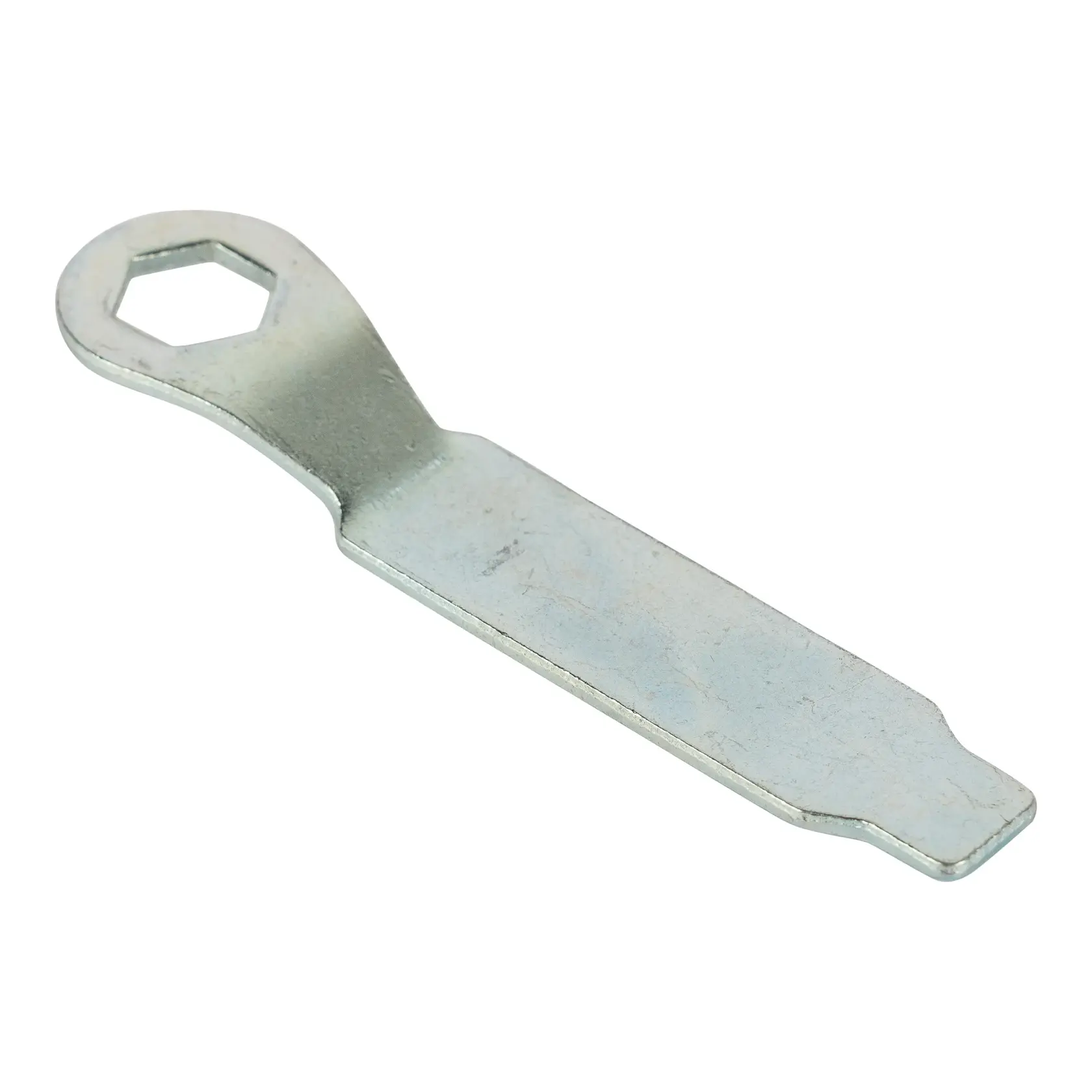 STANLEY STHT69646-8 flat metal wrench tool with hexagonal hole, photographed from an angled top view on white background.