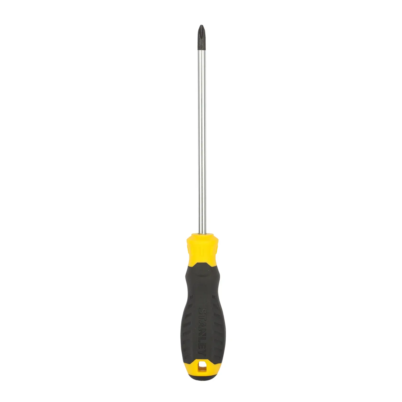 STANLEY STMT60811-8 black and yellow Phillips screwdriver, front angle, with ergonomic handle.