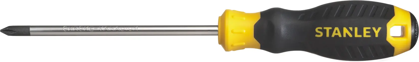 STANLEY STMT60811-8 black and yellow Phillips screwdriver, side view, ergonomic handle.