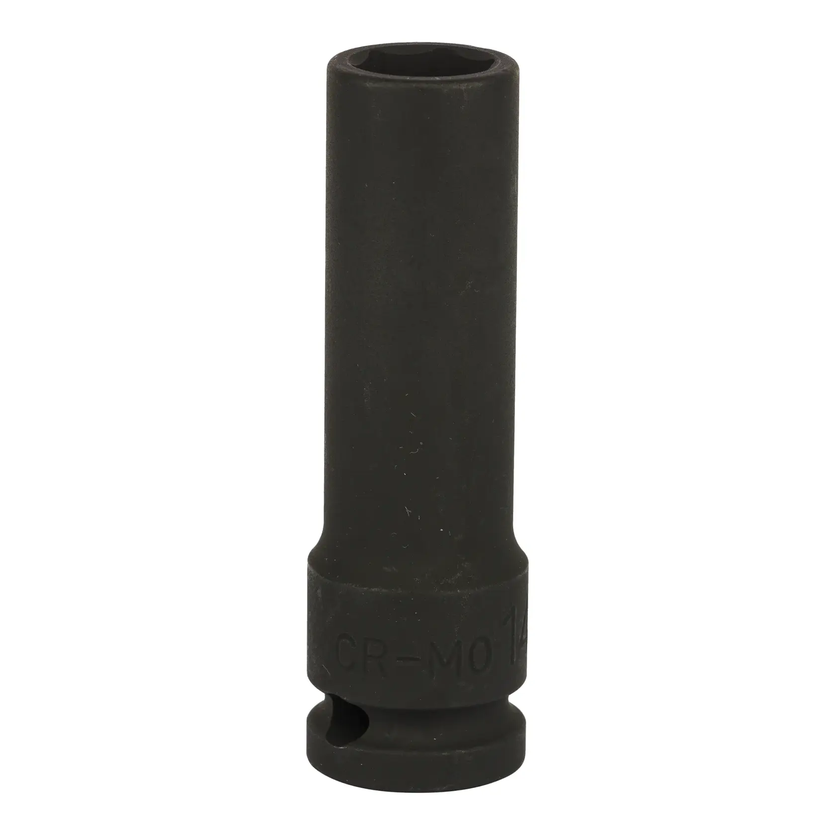 STANLEY STMT87501-8B deep impact socket, black finish, front angle, on white background.