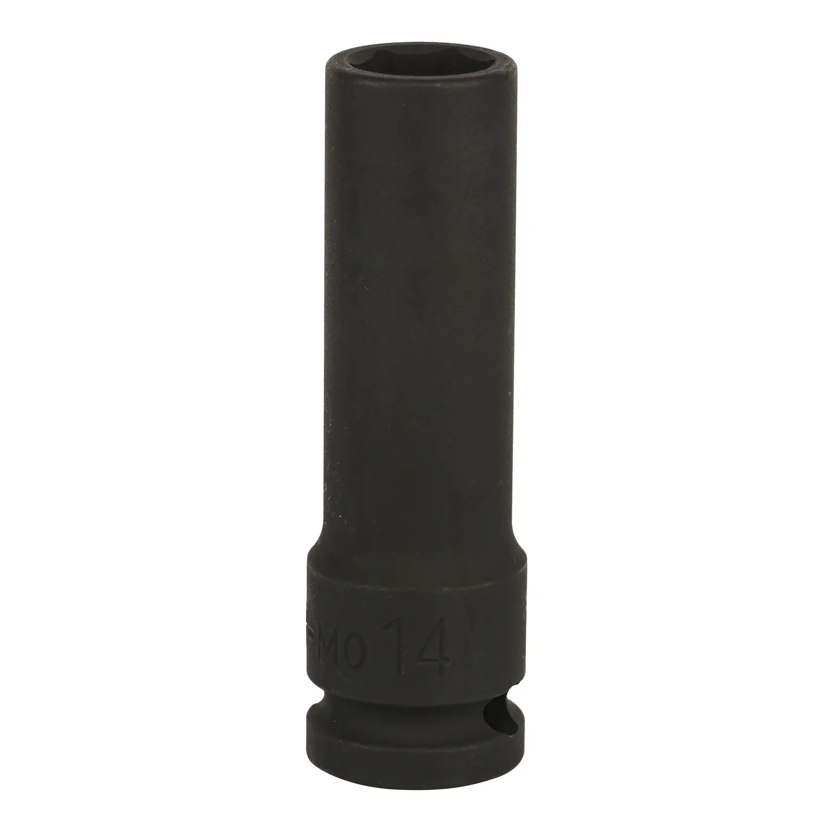 STANLEY STMT87501-8B deep impact socket, black steel, product photography, front angle