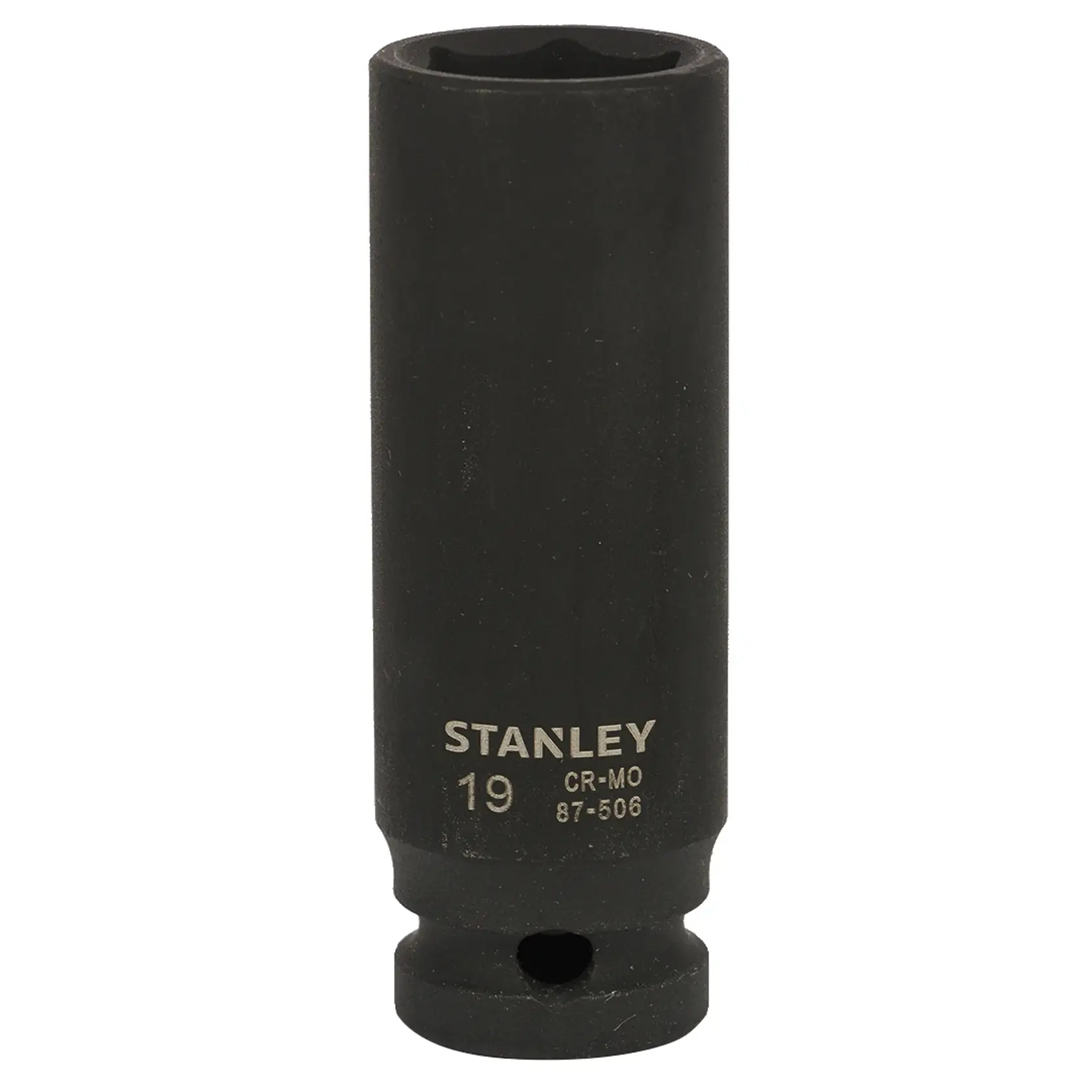 Photo of STANLEY STMT87506-8B black deep impact socket, single piece, front angle, tool accessory