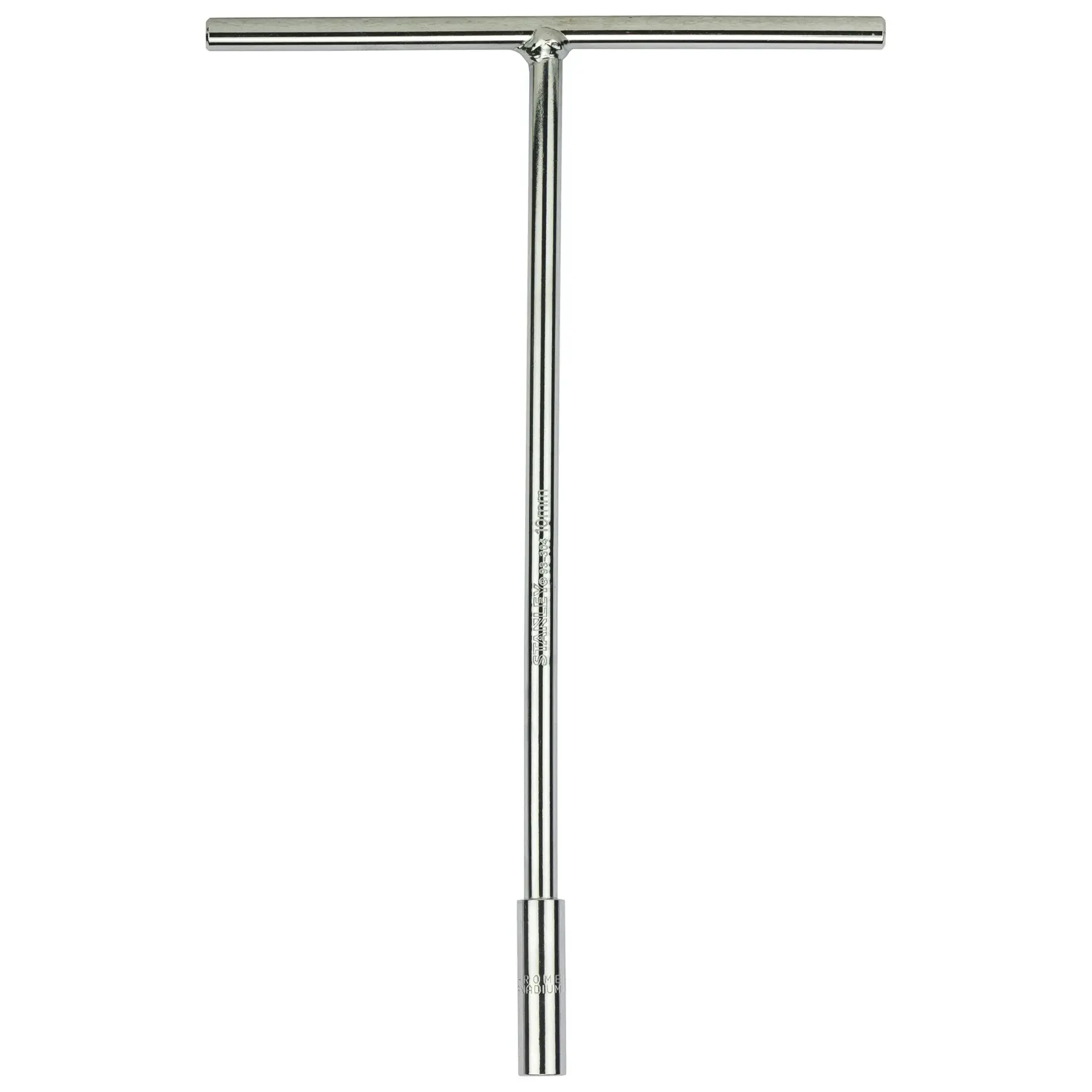 STANLEY STMT93304-8 T-handle socket wrench, chrome finish, product photo, front angle on white background.