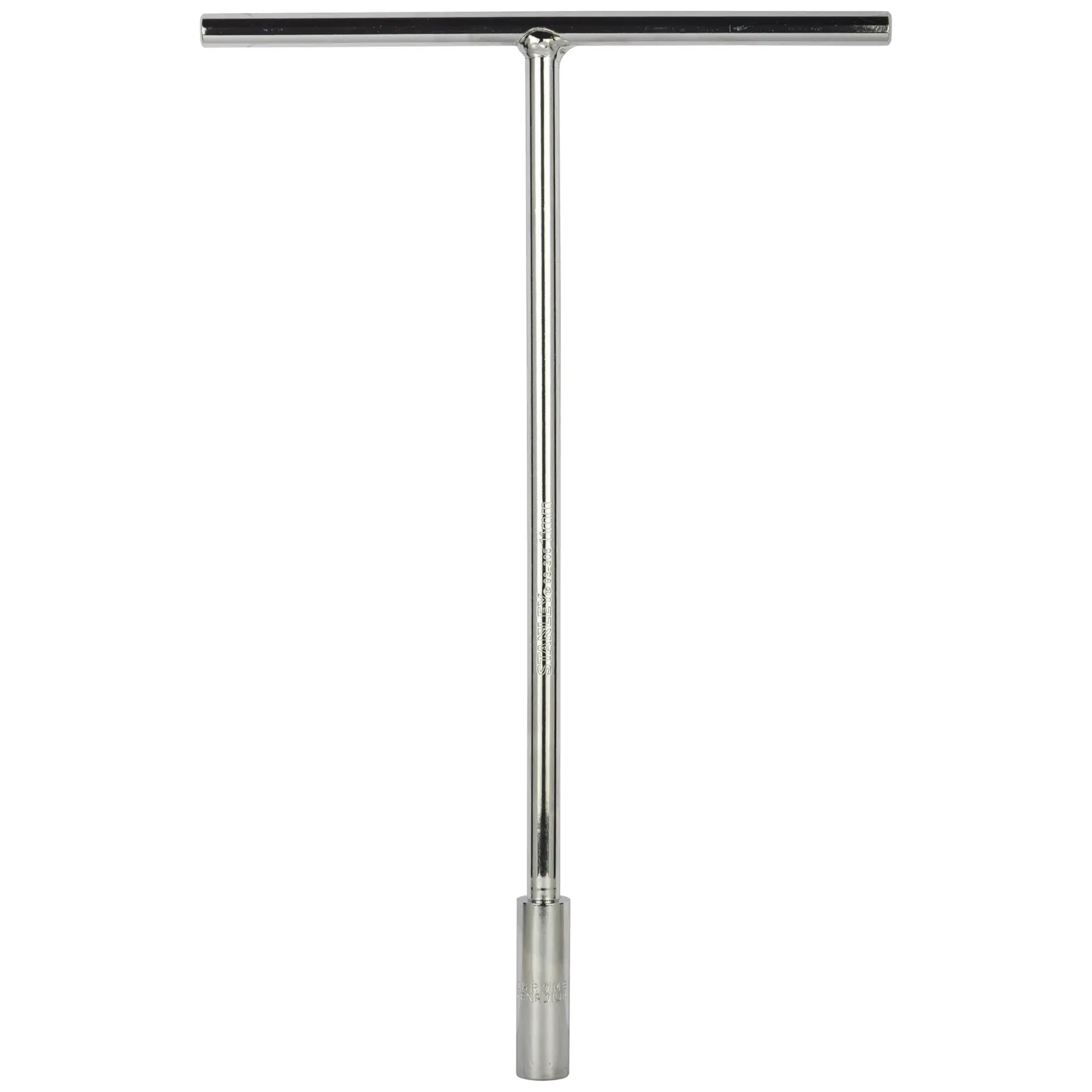 STANLEY STMT93305-8 T-handle socket wrench, chrome finish, tool photography, front angle, white background.