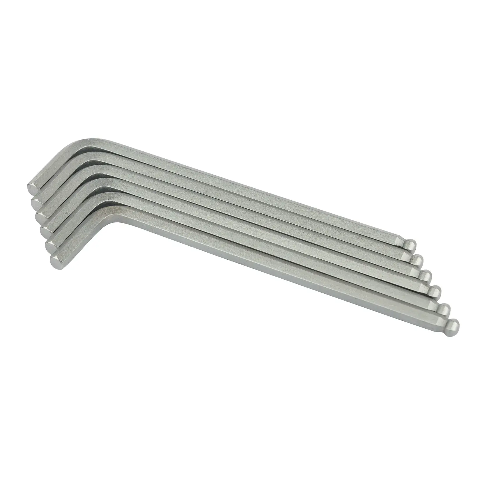 STANLEY STMT94104-8 hex key set, photography, steel tools, side angle on white background.